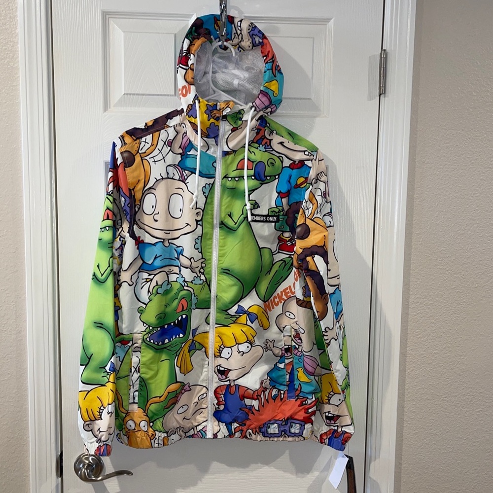 Member's Only X Nickelodeon RugRats All Over Print Windbreaker Hoodie Jacket- S